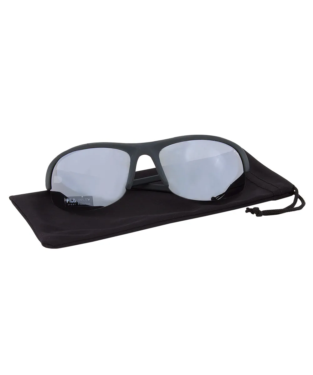 Fila Sport F1033E 035 Wrap Sunglasses | Rubberized Metallic grey Frame | grey Lenses