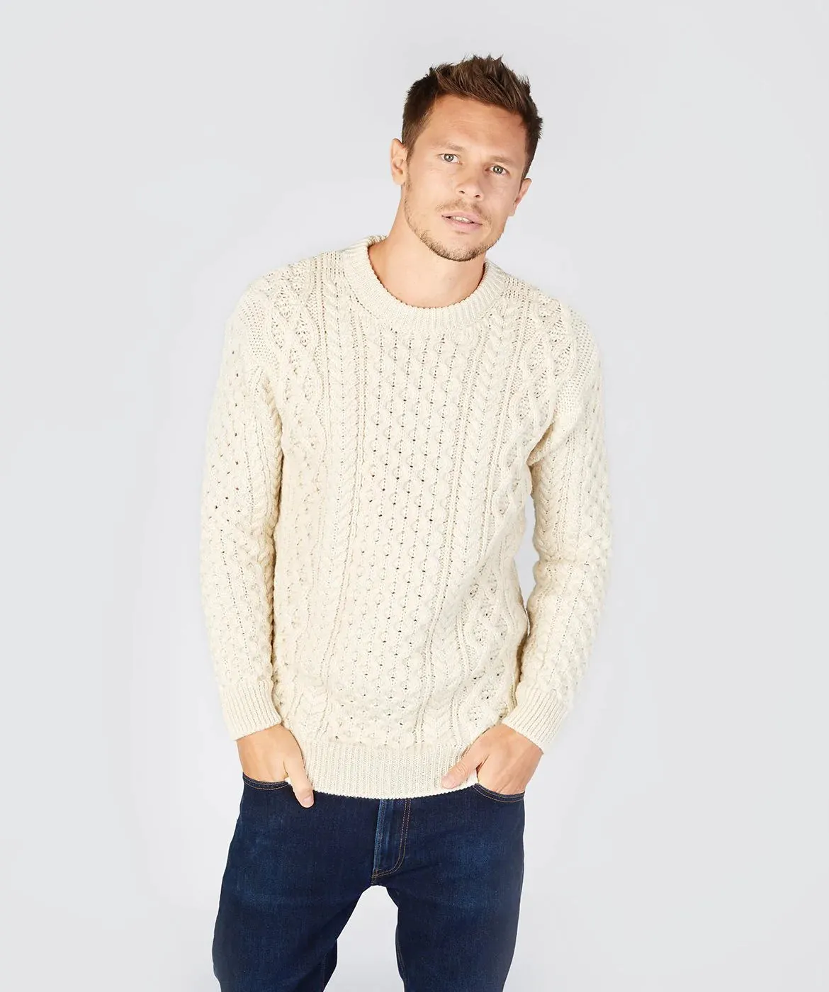 Fisherman Aran Cable Knit Crew Unisex