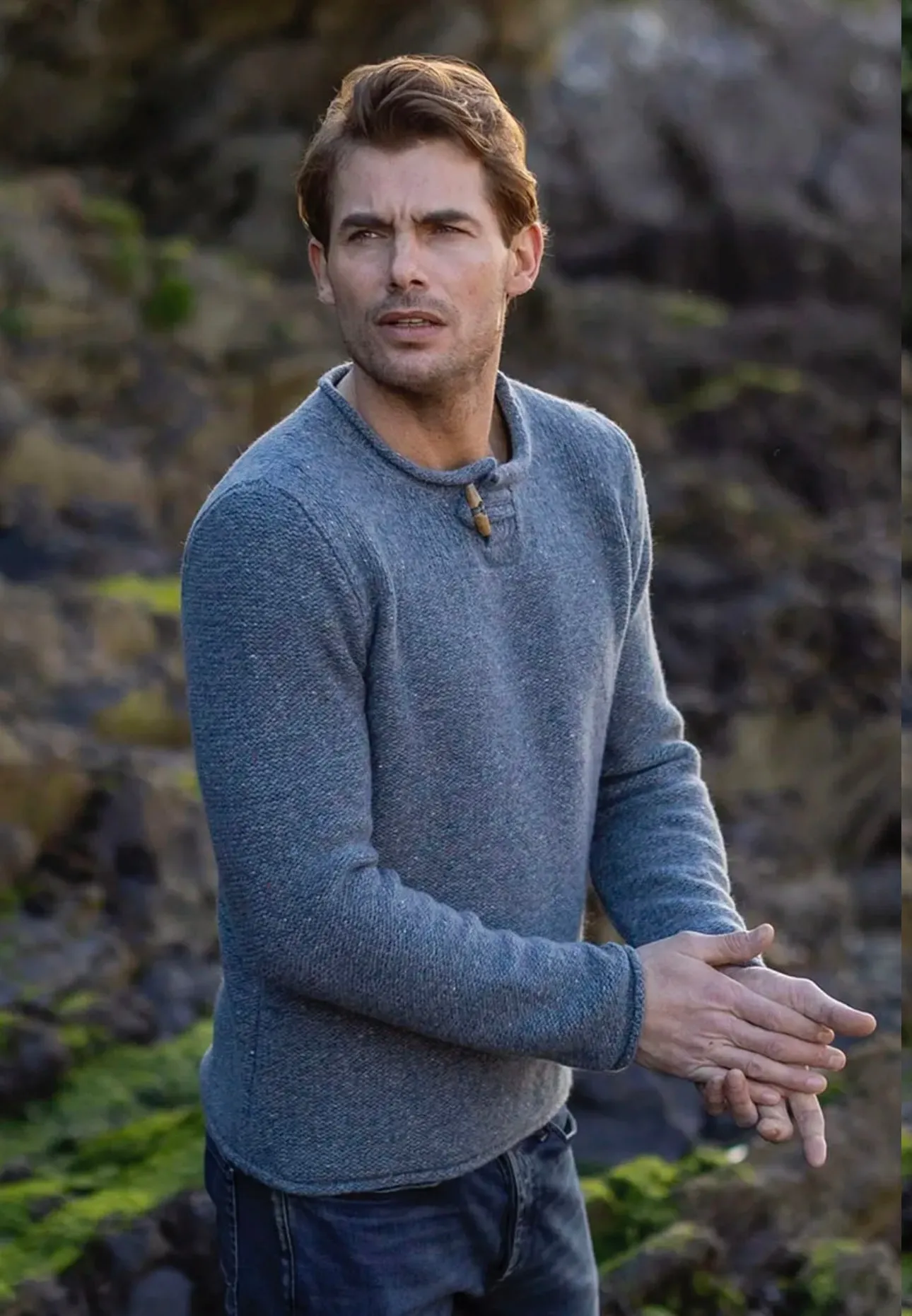 Fisherman Out of Ireland Gents Roll Neck Sweater with Toggle