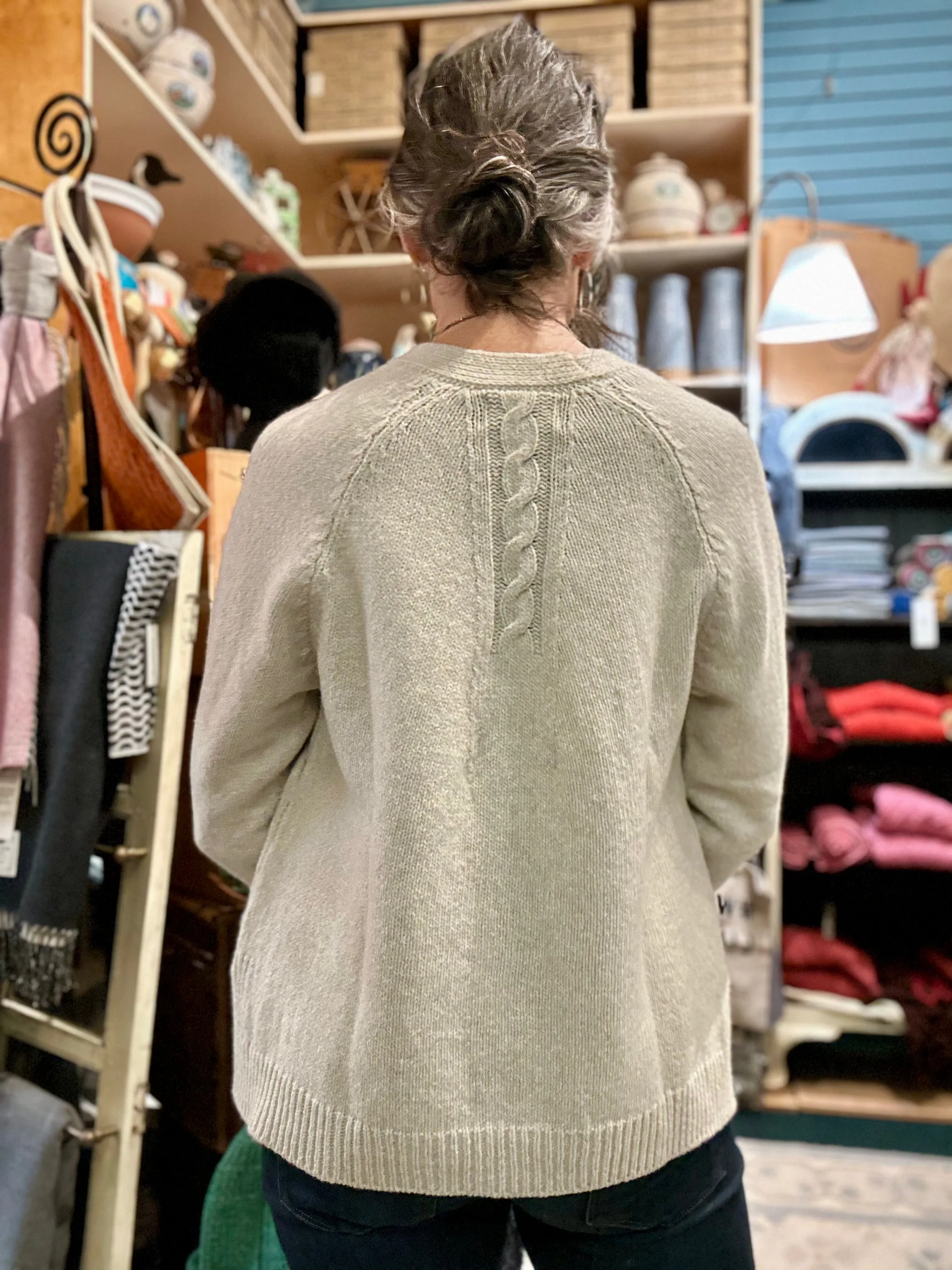 Fisherman out of Ireland V Neck Cardigan with Cable Detail