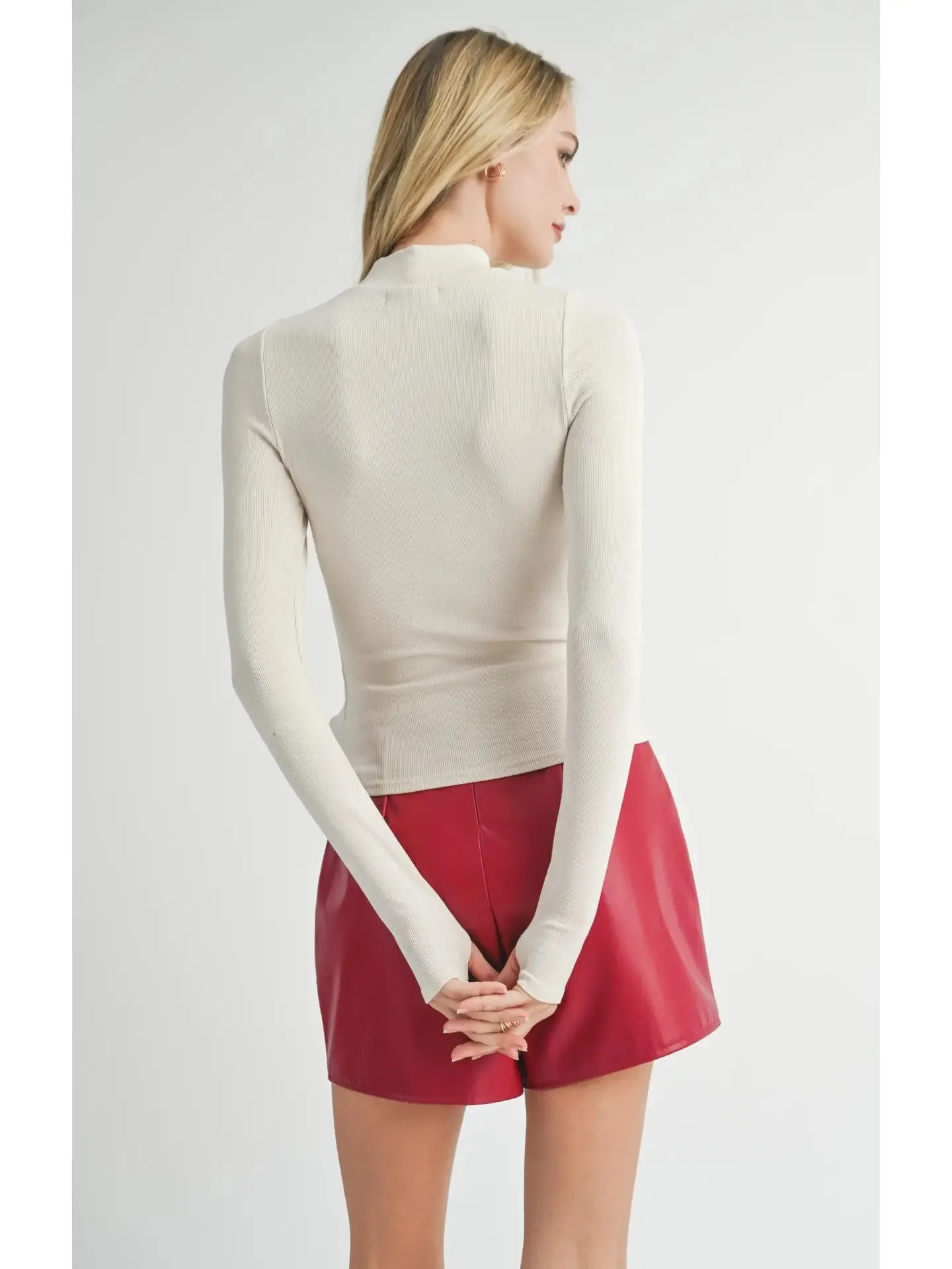 Fitted Mock Neck Top {Cream}