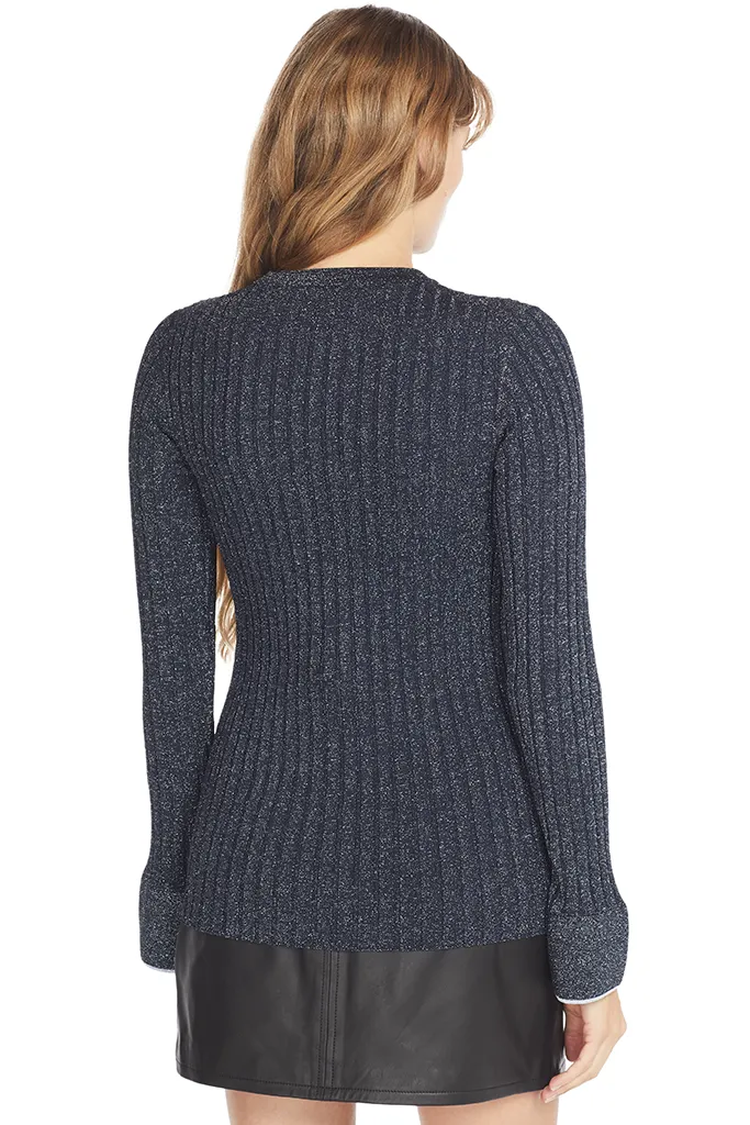 Fitted Rib Crewneck Pullover (Midnight)
