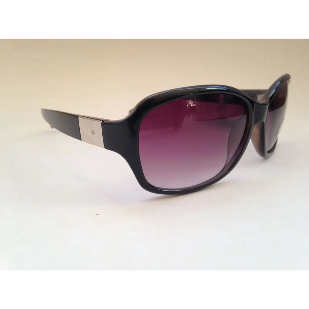 Fossil FW20 Oval Wrap Sunglasses Women's Black Frame Purple Gray Gradient Lens