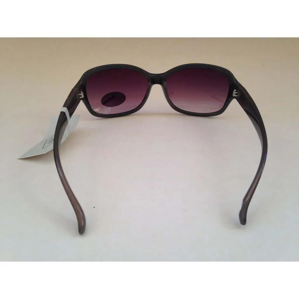 Fossil FW20 Oval Wrap Sunglasses Women's Black Frame Purple Gray Gradient Lens