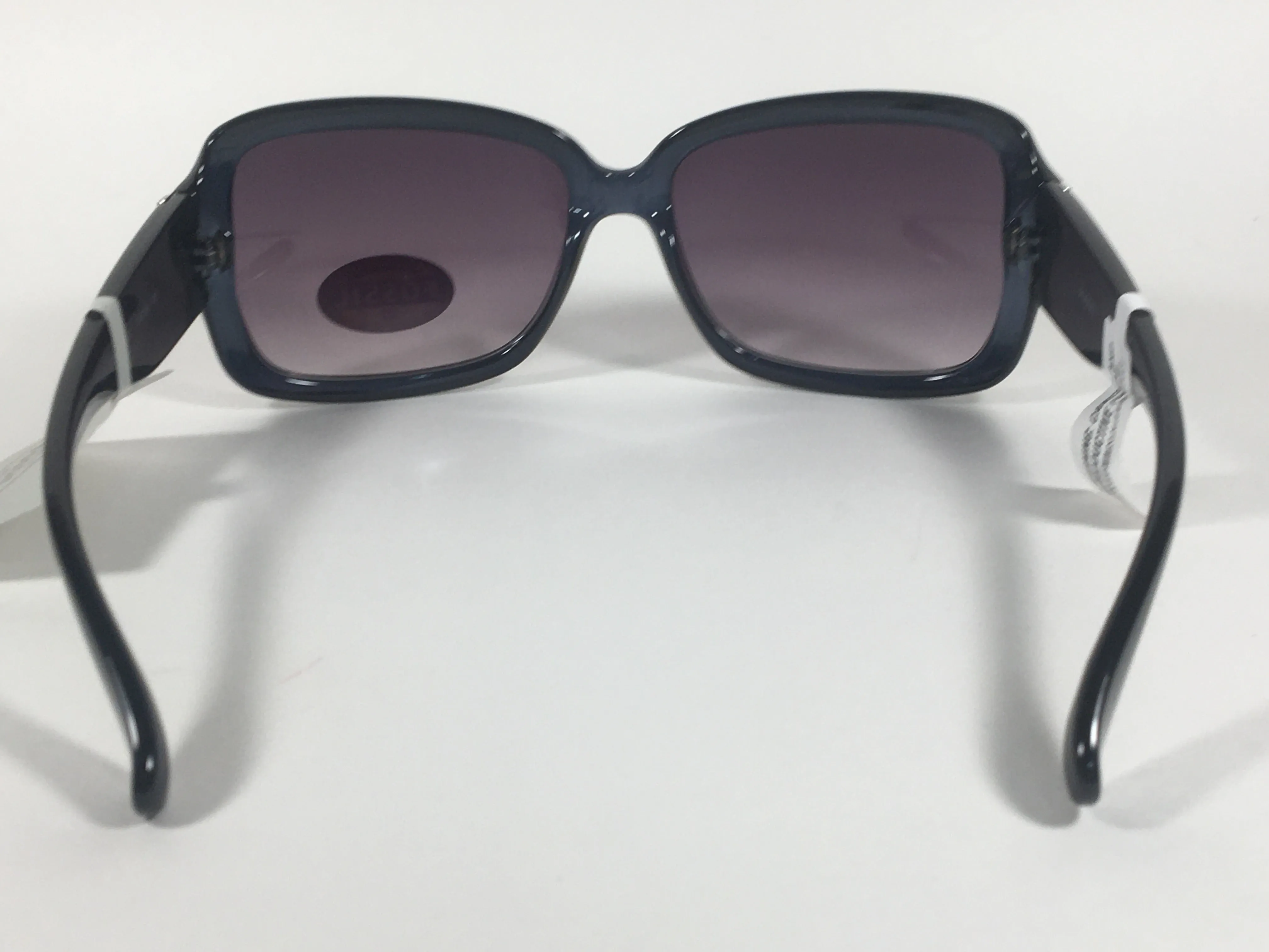 Fossil Oval Wrap Sunglasses FW2 Dark Blue Green Face Black Frame Smoke Gray Gradient Lens