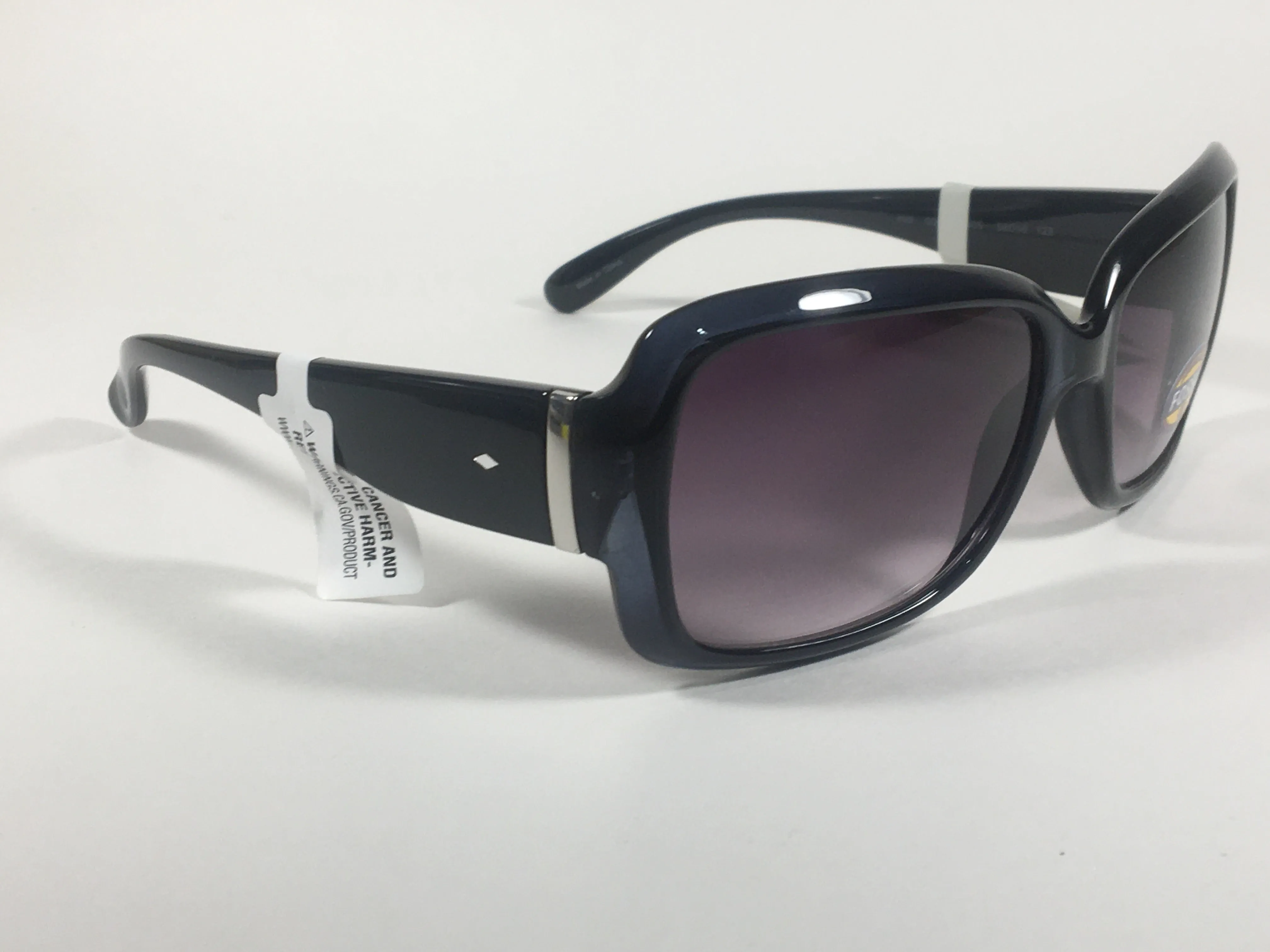 Fossil Oval Wrap Sunglasses FW2 Dark Blue Green Face Black Frame Smoke Gray Gradient Lens