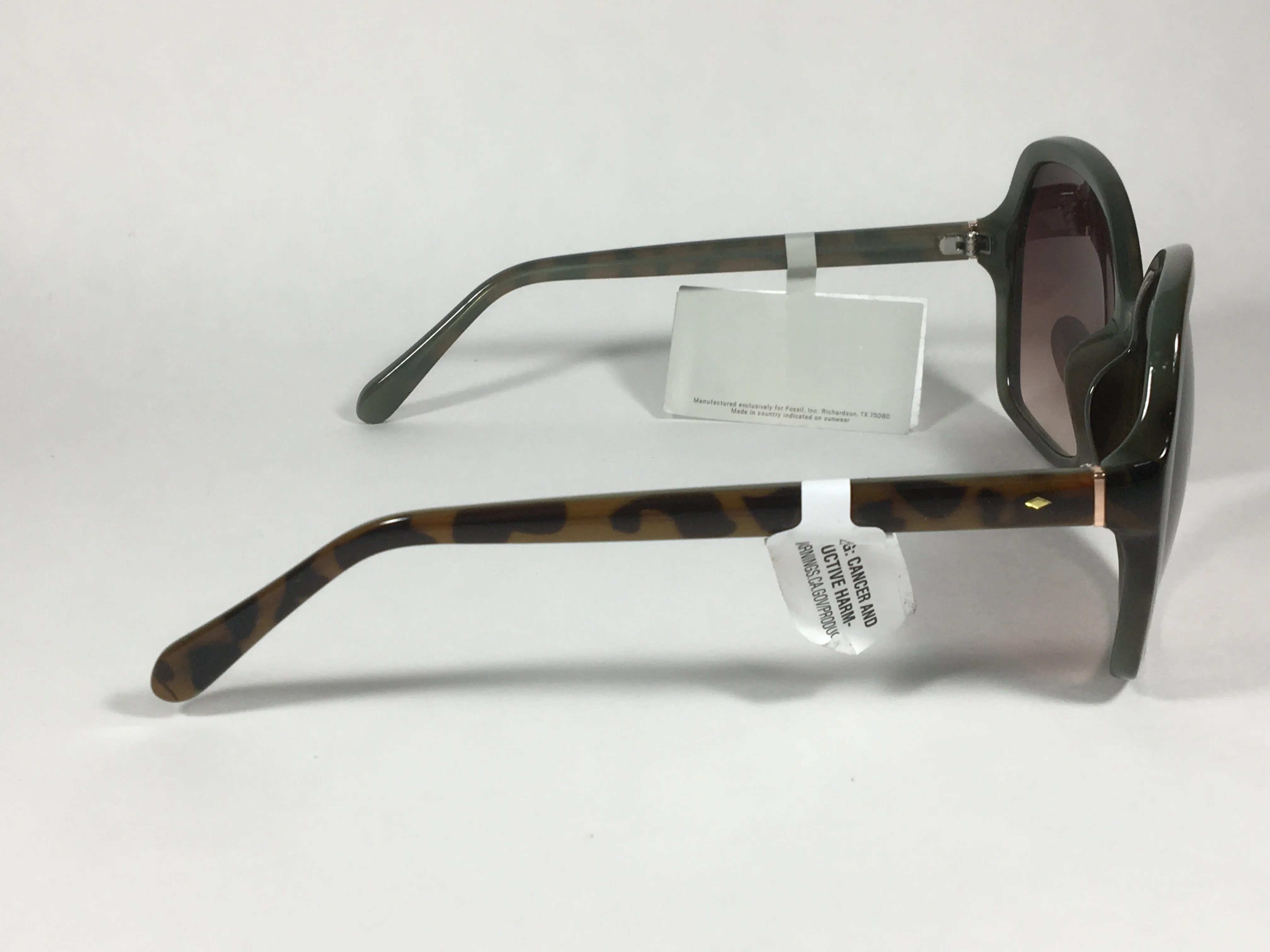 Fossil Oversized Large Butterfly Sunglasses FW155 Brown And Green Frame Brown Gradient Lens