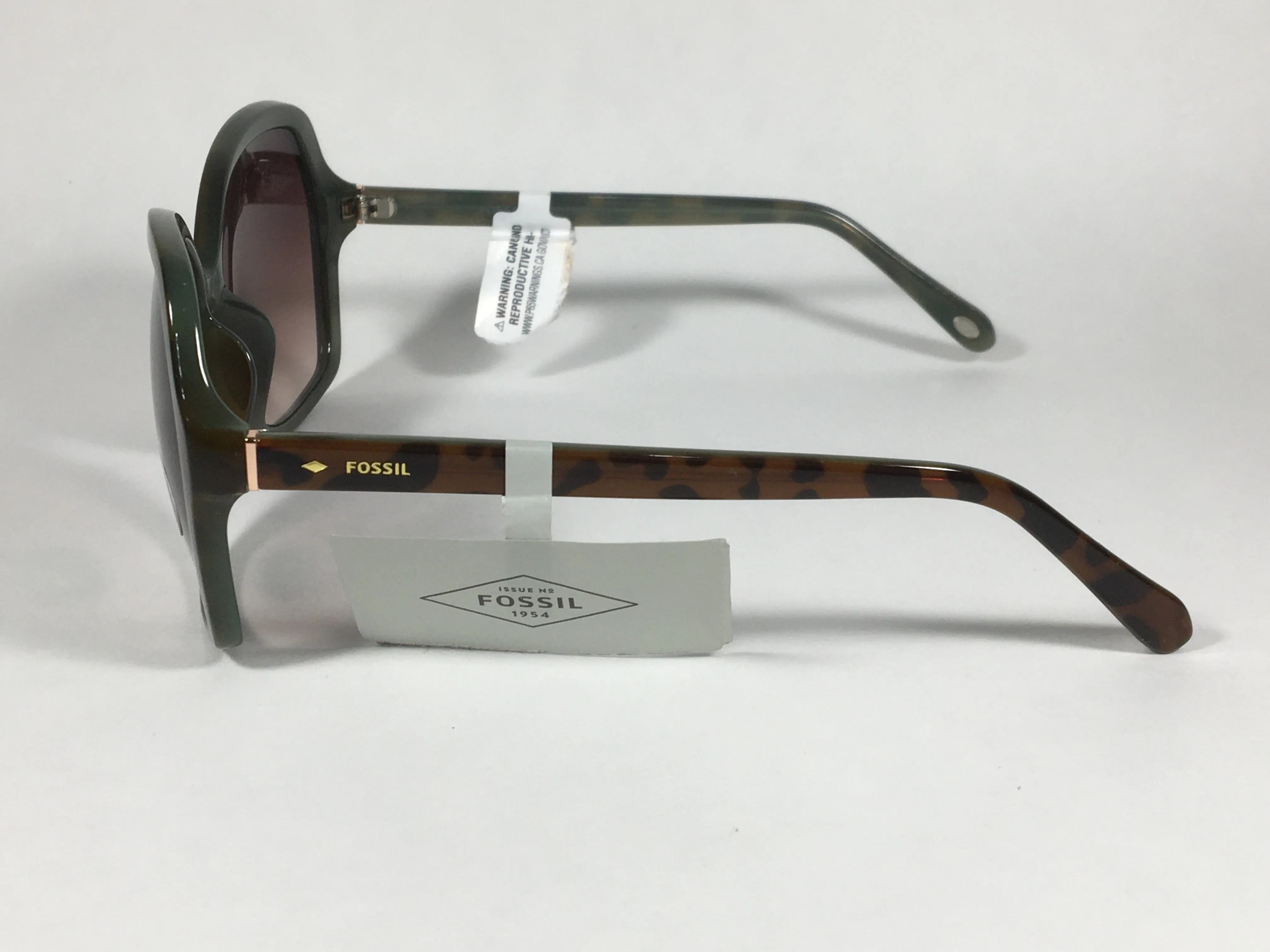 Fossil Oversized Large Butterfly Sunglasses FW155 Brown And Green Frame Brown Gradient Lens