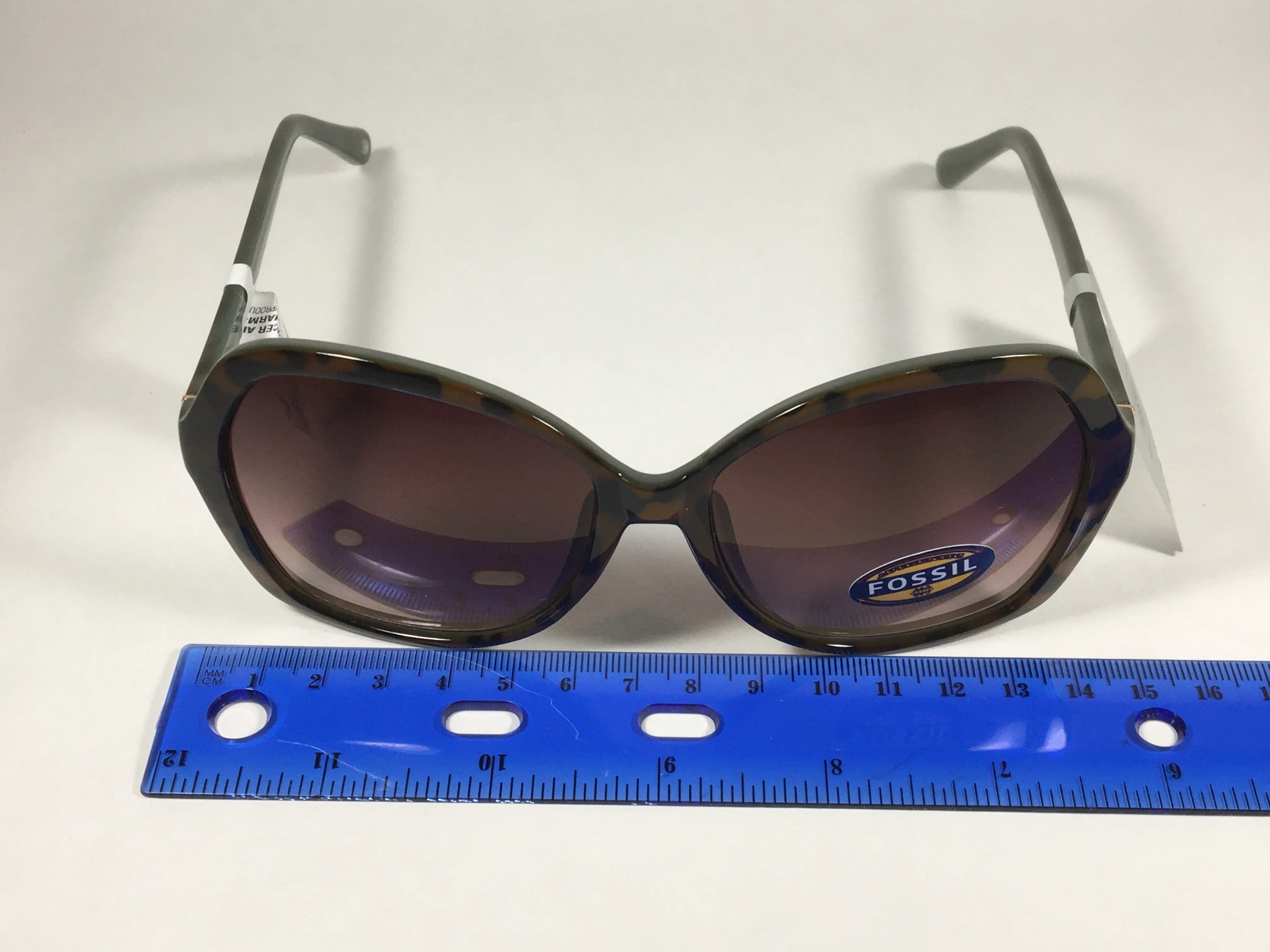 Fossil Oversized Large Butterfly Sunglasses FW155 Brown And Green Frame Brown Gradient Lens