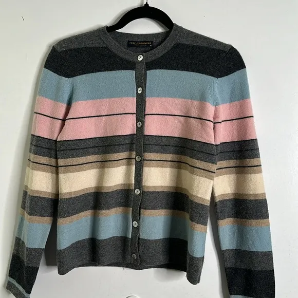 Free cashmere color block cashmere cardigan size medium multi