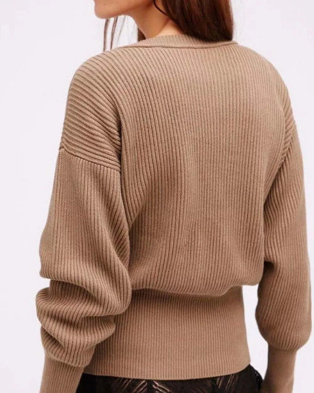 Free People Allure Sweet Sweater in Taupe