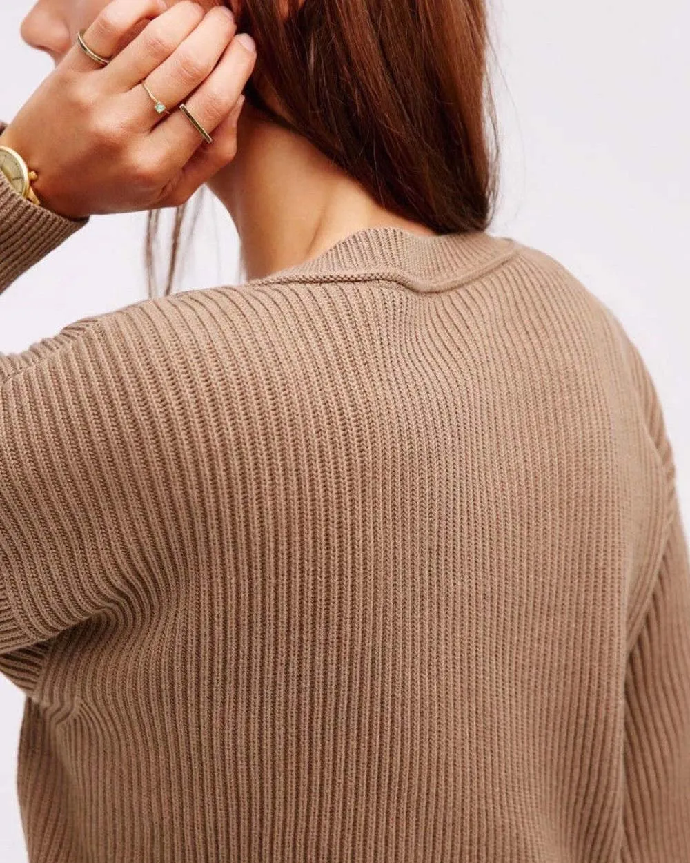 Free People Allure Sweet Sweater in Taupe
