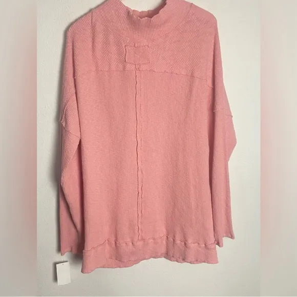 Free People Casey Tunic Heart Haze Women’s Large Knit Sweater Ribbed  Mock Neck