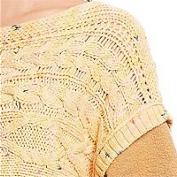 Free People Honey Cable Knit Sweater Honeycomb