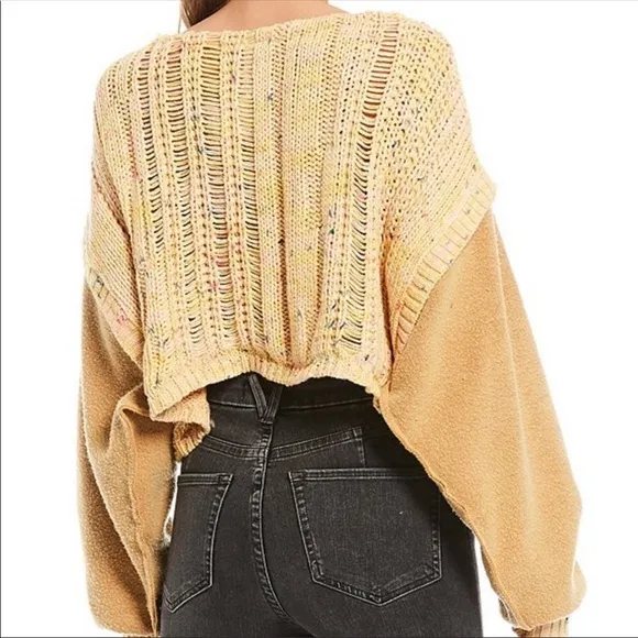 Free People Honey Cable Knit Sweater Honeycomb