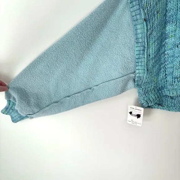 Free People Honey Knit Siren Blue Combo Oversized Baggy Sweater Colorful Hippie