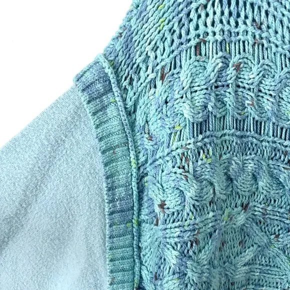 Free People Honey Knit Siren Blue Combo Oversized Baggy Sweater Colorful Hippie