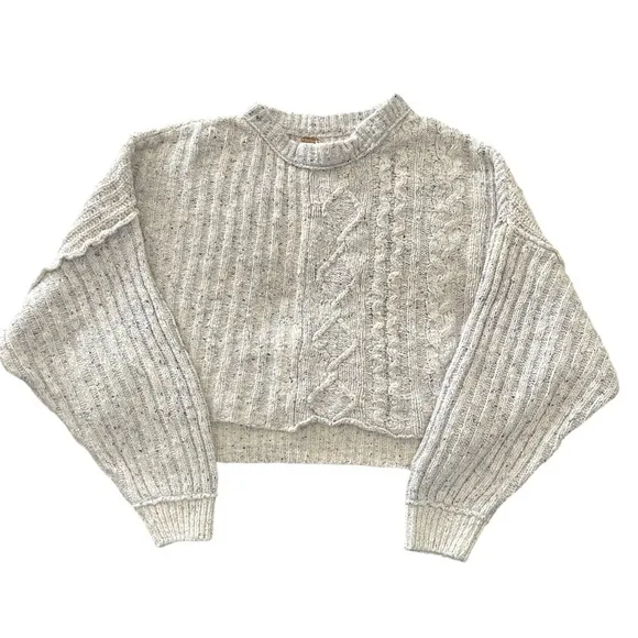 FREE PEOPLE On Your Side Pullover cropped knit  sweater size XL