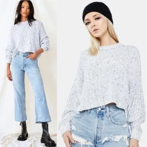 FREE PEOPLE On Your Side Pullover cropped knit  sweater size XL