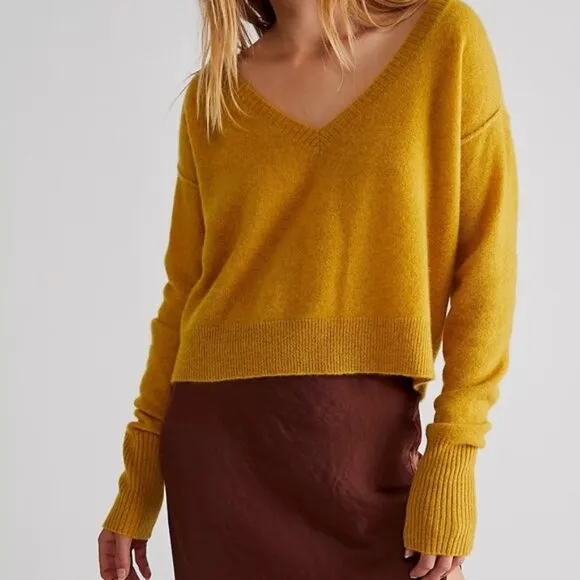 Free People Stellar Cashmere Pullover V Neck Sweater Size Small