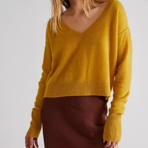 Free People Stellar Cashmere Pullover V Neck Sweater Size Small
