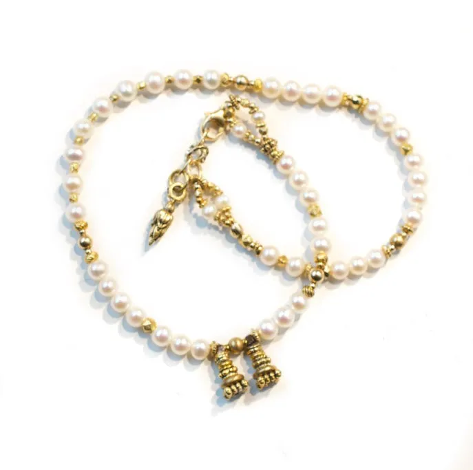 Freshwater Pearl and Gold Love Wrap Bracelet