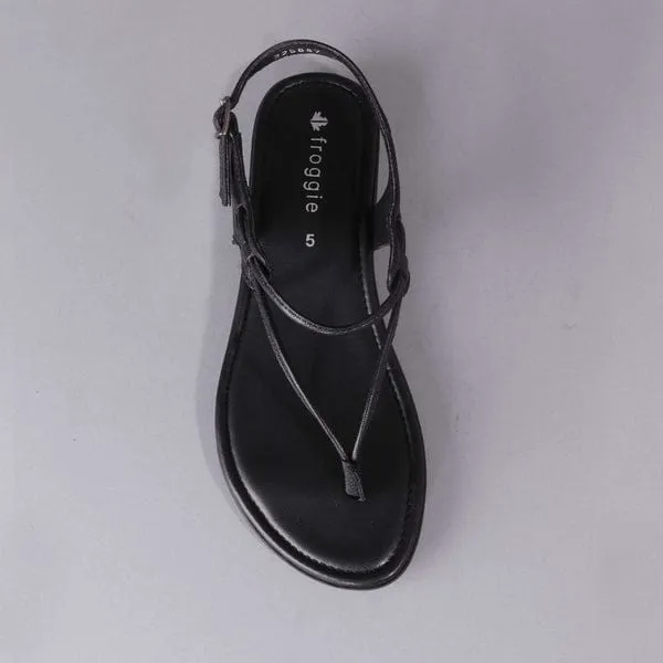 Froggie Spaghetti Strap Sandal Black
