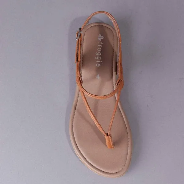 Froggie Spaghetti Strap Sandal Tan