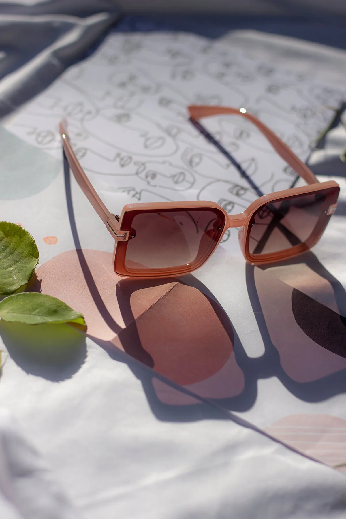 Front Lens Rectangle Thick Frame Sunglasses