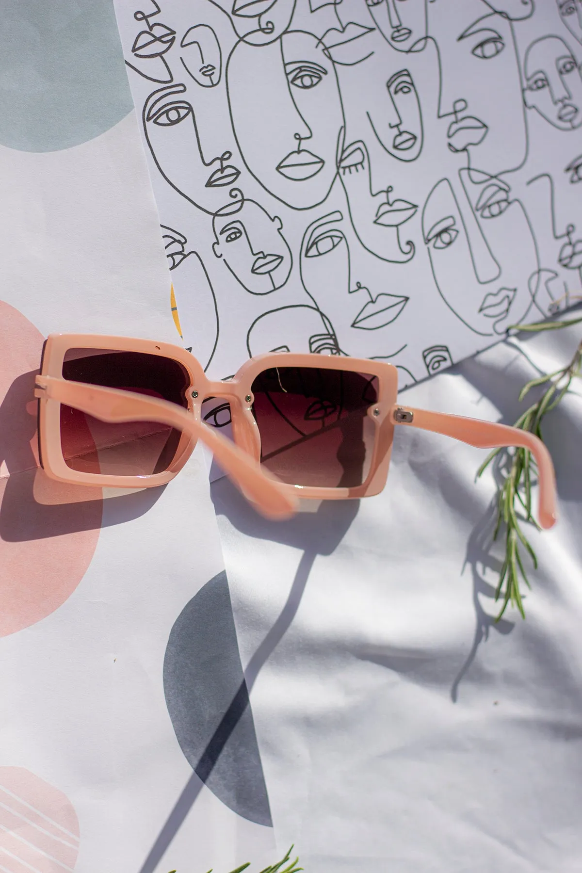 Front Lens Rectangle Thick Frame Sunglasses