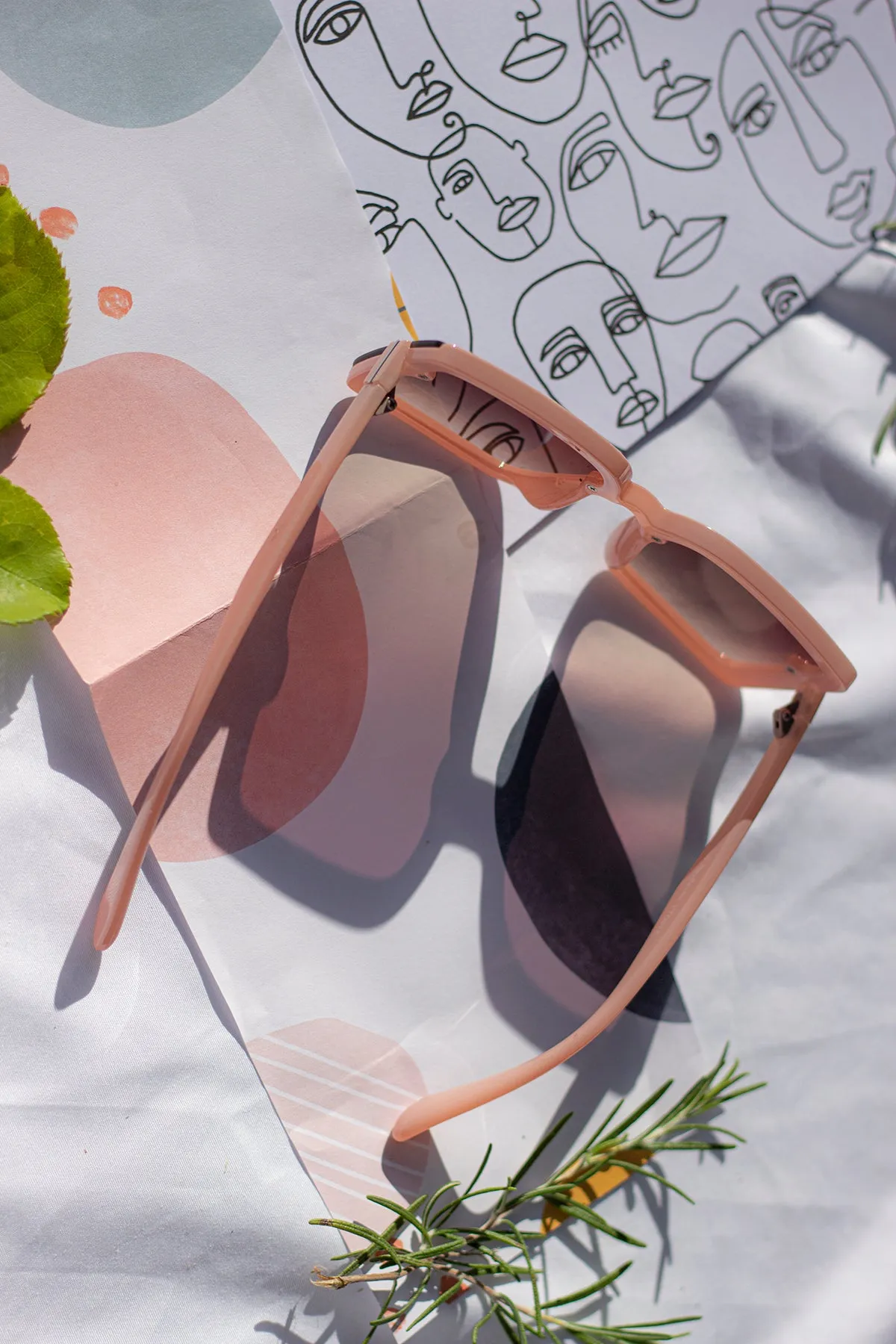 Front Lens Rectangle Thick Frame Sunglasses