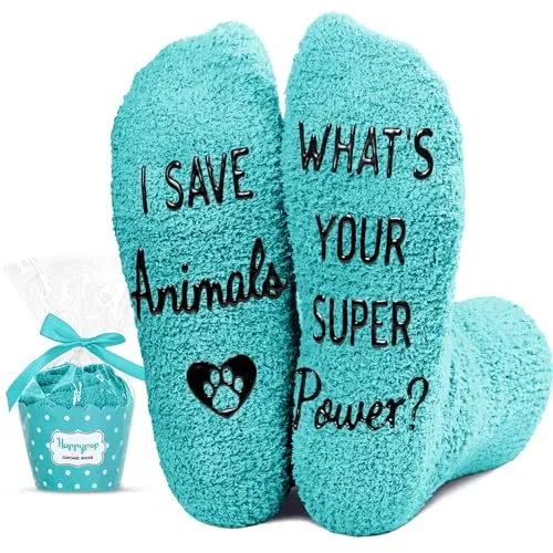 Funny VET Gifts for Women, Fuzzy VET Socks for Veterinarian, Lovely Cozy Novelty Vet Socks Gifts
