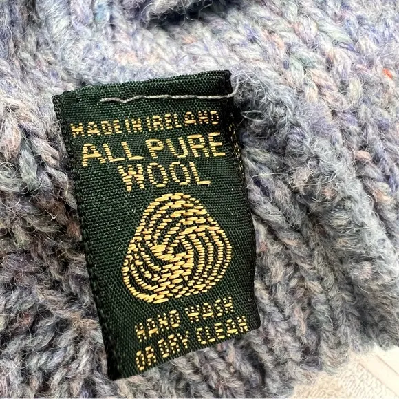 Gaeltarra Ireland Cable Knit‎ Crew Neck Wool Sweater Blue Size Large