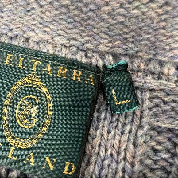 Gaeltarra Ireland Cable Knit‎ Crew Neck Wool Sweater Blue Size Large
