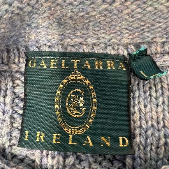 Gaeltarra Ireland Cable Knit‎ Crew Neck Wool Sweater Blue Size Large