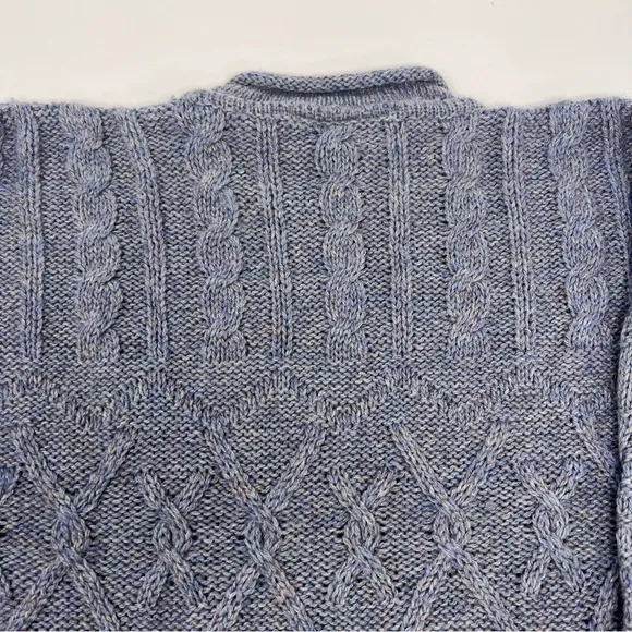 Gaeltarra Ireland Cable Knit‎ Crew Neck Wool Sweater Blue Size Large