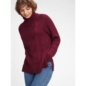 Gap Women's Red 100% Cotton Cable-Knit Turtleneck Sweater Size XL