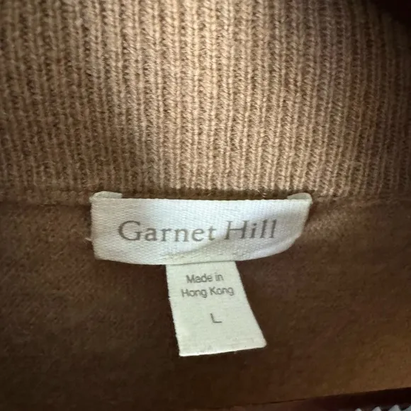 Garnet Hill Oversized Turtleneck Sweater Wool Cashmere Blend Tan Size Large