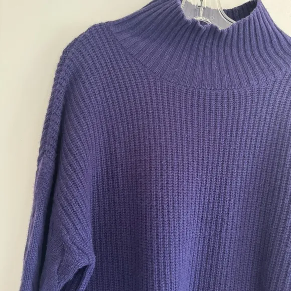 Gentle Herd Oversized Cashmere Turtleneck Sweater Purple XL
