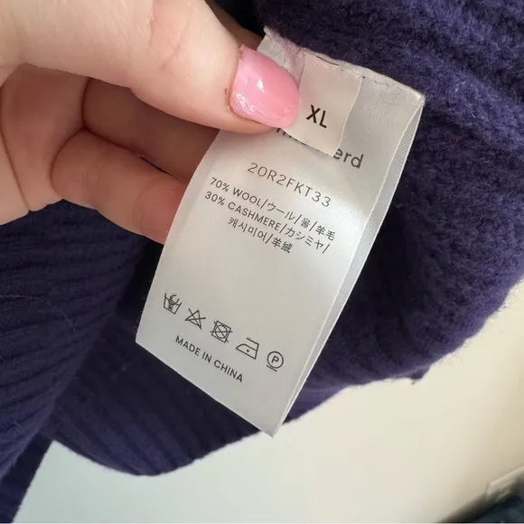 Gentle Herd Oversized Cashmere Turtleneck Sweater Purple XL