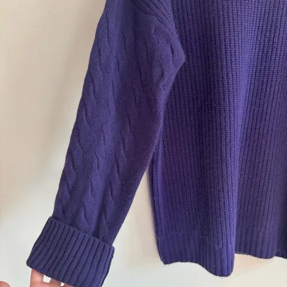 Gentle Herd Oversized Cashmere Turtleneck Sweater Purple XL