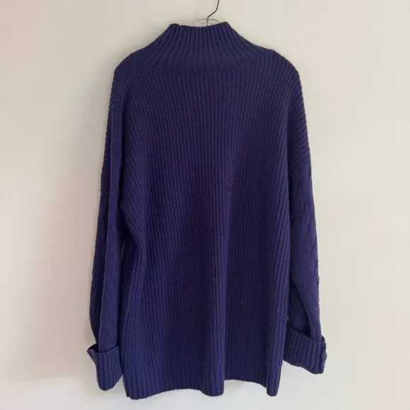 Gentle Herd Oversized Cashmere Turtleneck Sweater Purple XL
