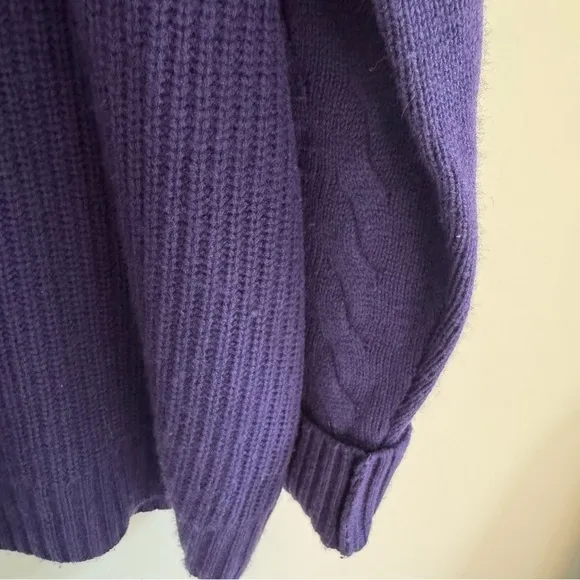 Gentle Herd Oversized Cashmere Turtleneck Sweater Purple XL