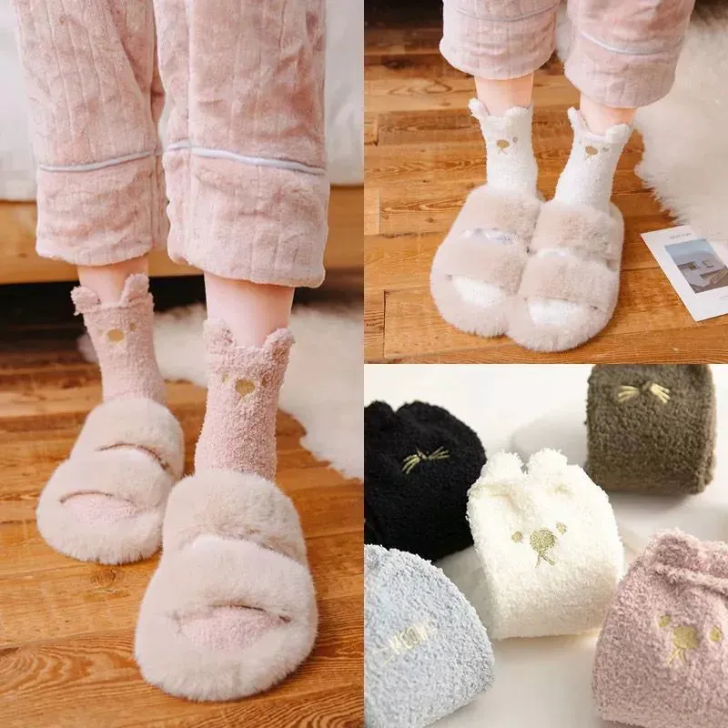 Girls' Coral Fleece Warm Sleep Socks