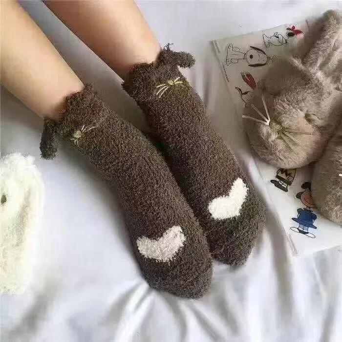 Girls' Coral Fleece Warm Sleep Socks