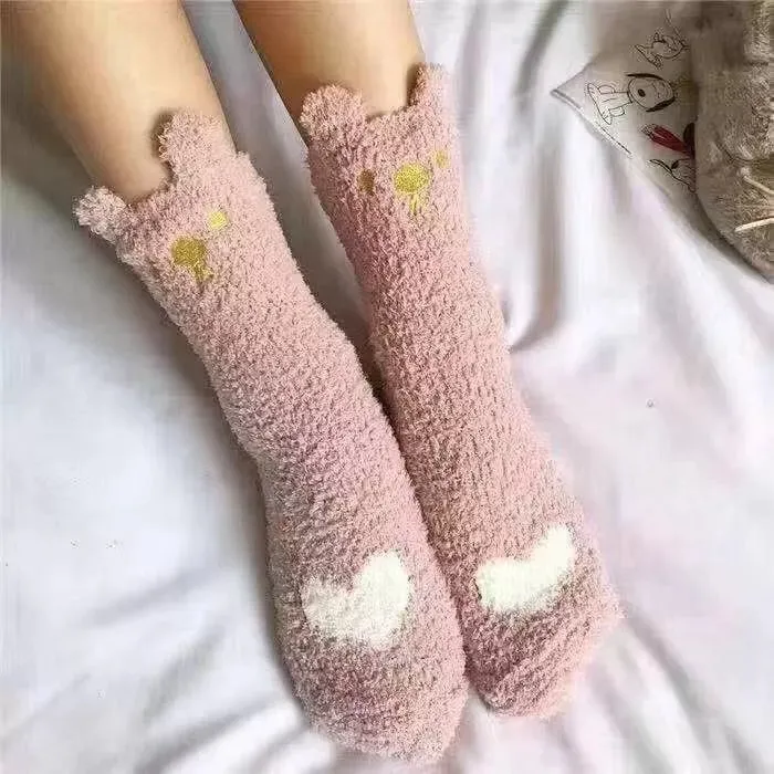Girls' Coral Fleece Warm Sleep Socks