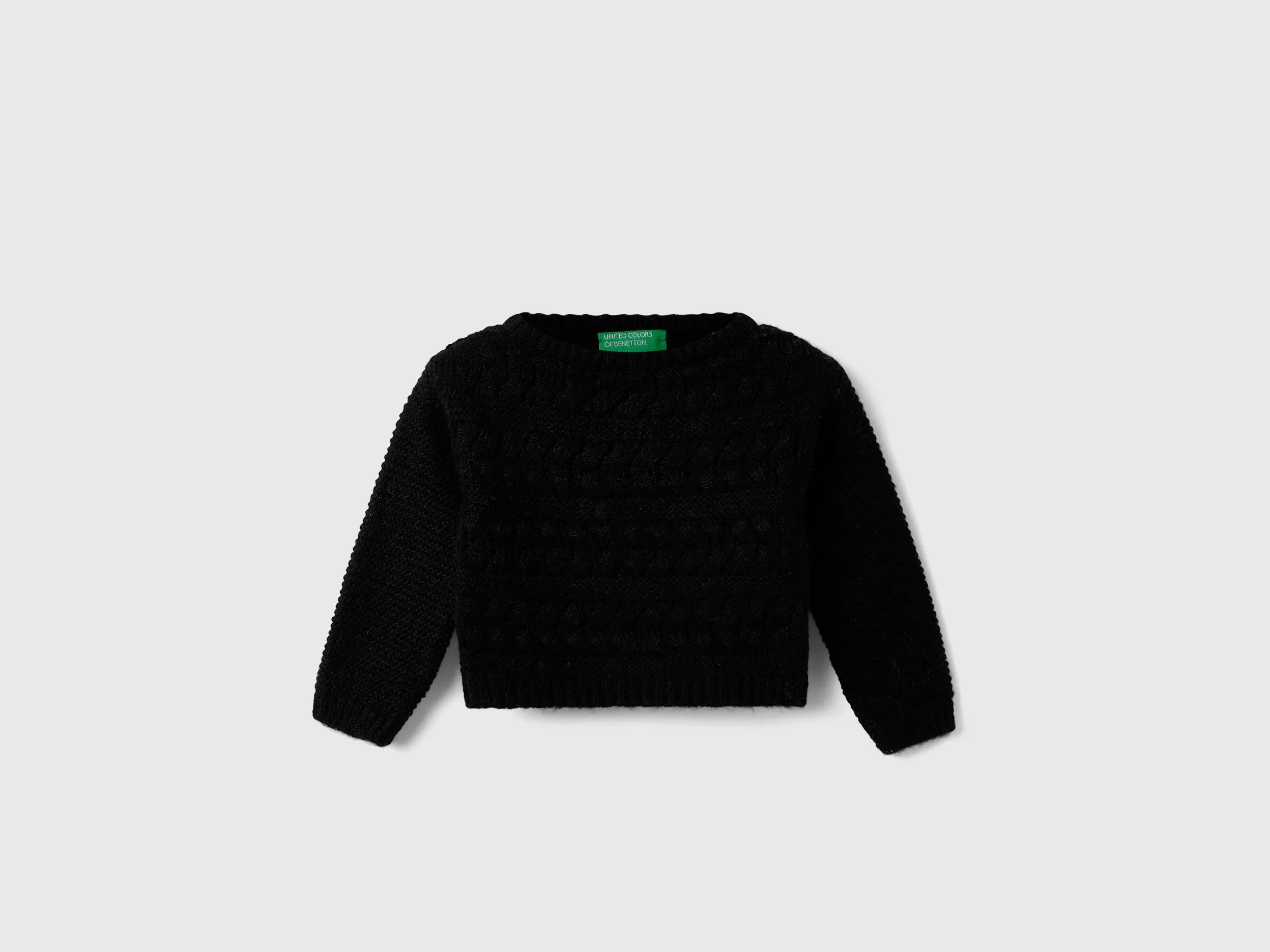 Girl's Cropped Fit Round Neck Cable Knit Sweater