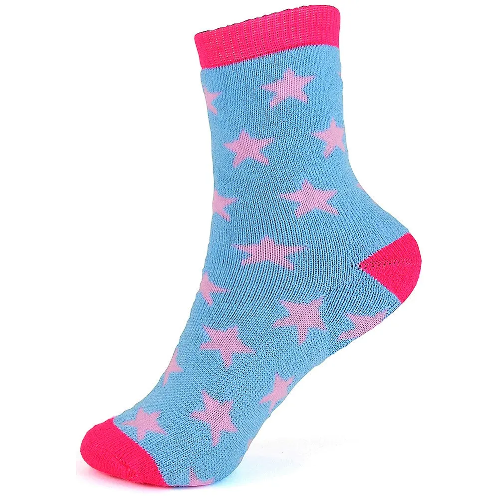 Girls Stars & Hearts Patterned Thermal Socks 4 Pack