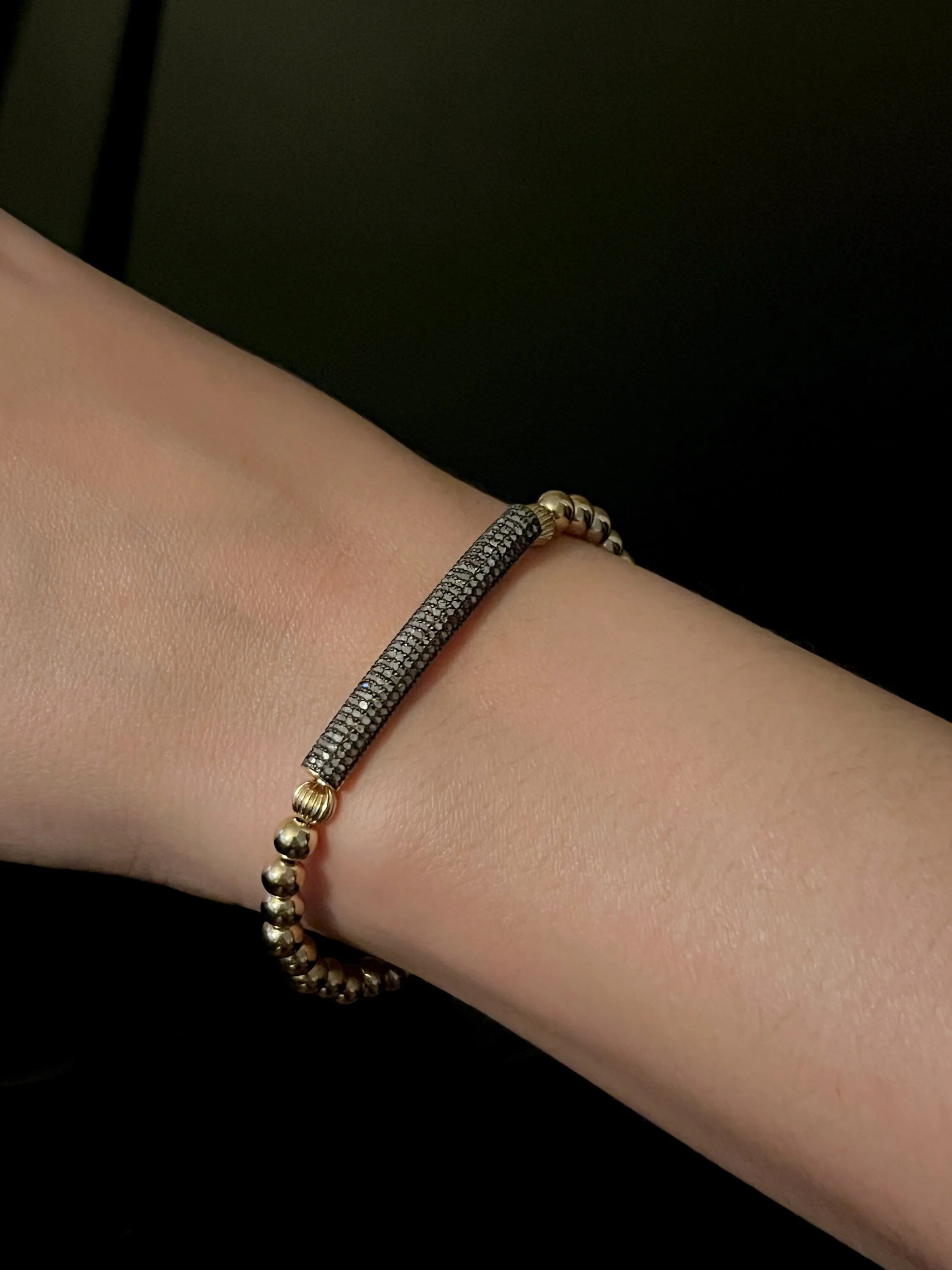 Gold Pave Diamond Bar Bracelet