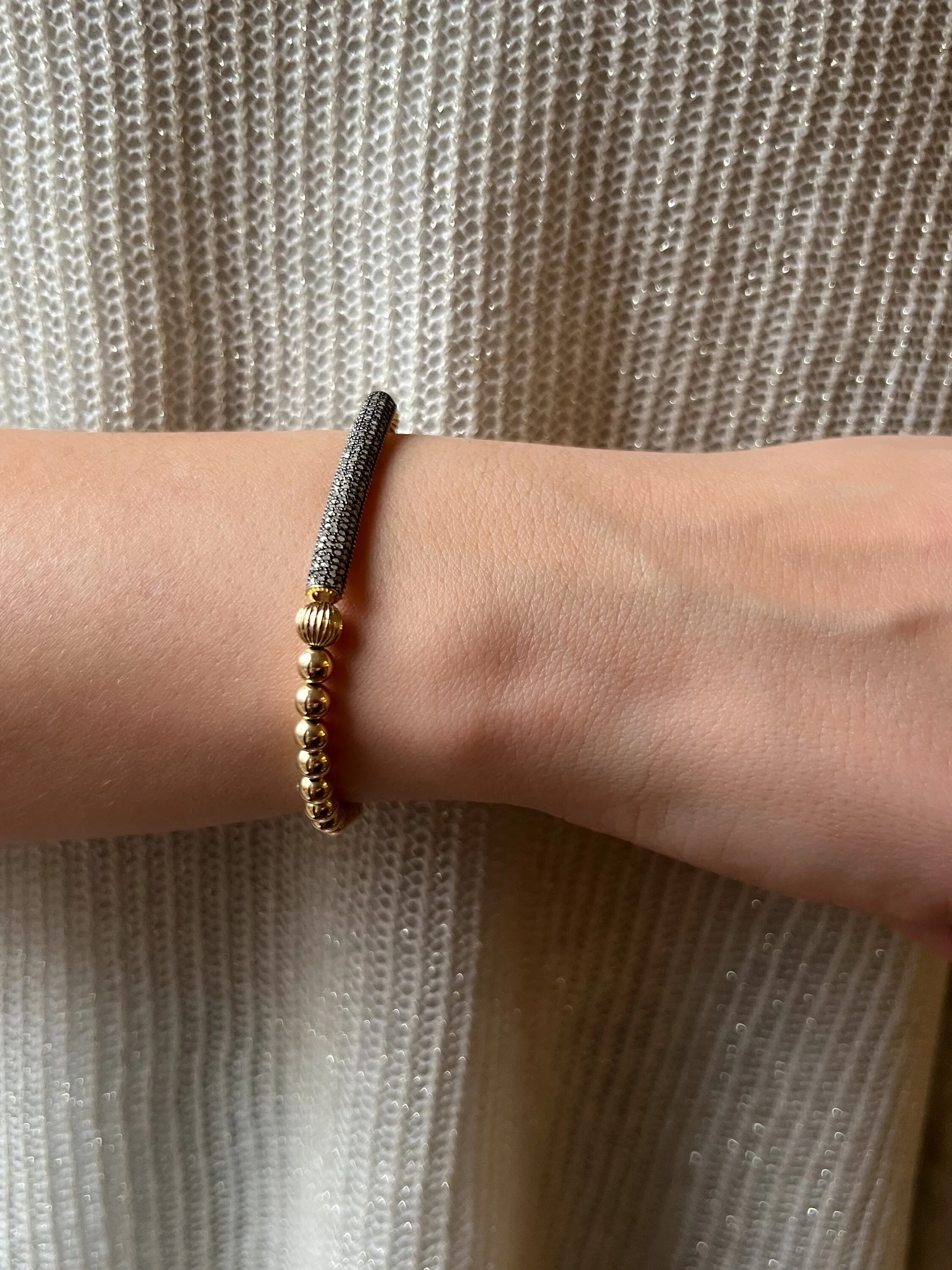 Gold Pave Diamond Bar Bracelet